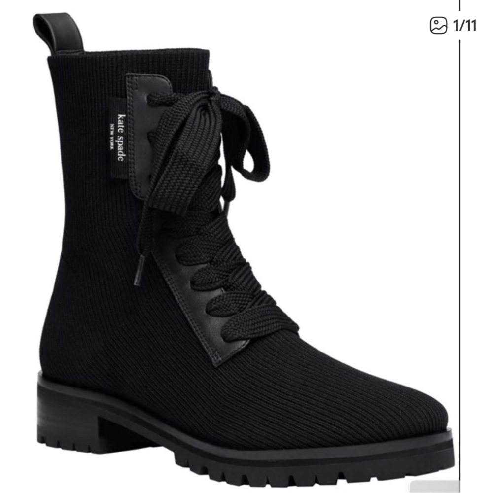 Kate Spade Black Lace-Up Boots